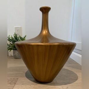 Designer Silvestri California Brass-Tone Sculptural Bud Vase